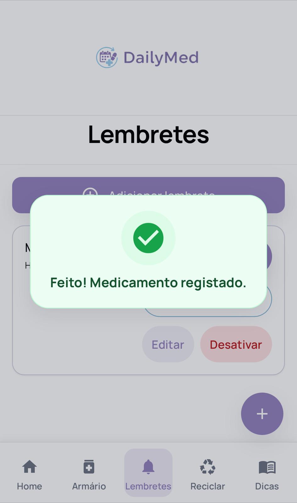 Calendário de posologia